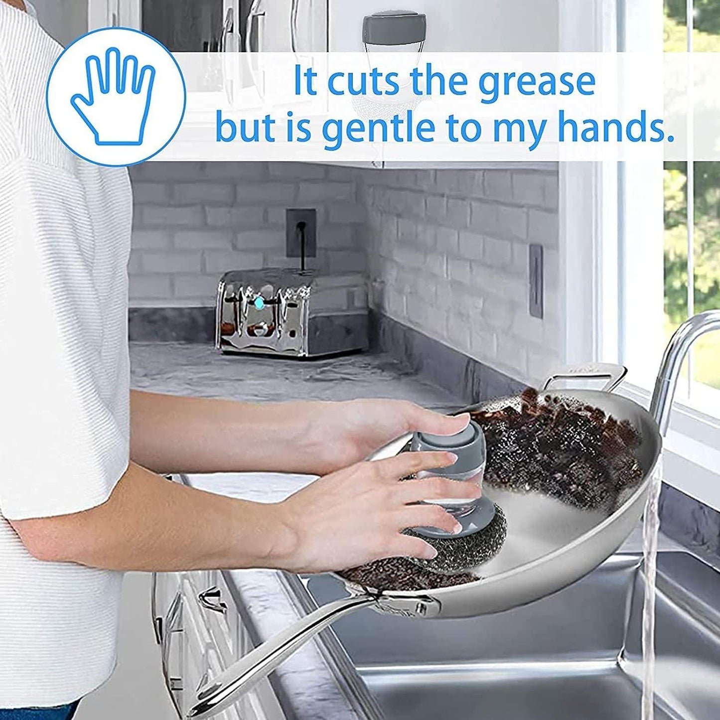 Kitchen Soap Dispensing Palm Brush