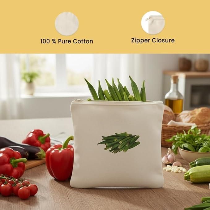 Cotton Reusable Vegetable Bags for Fridge (Pack of 10pc)