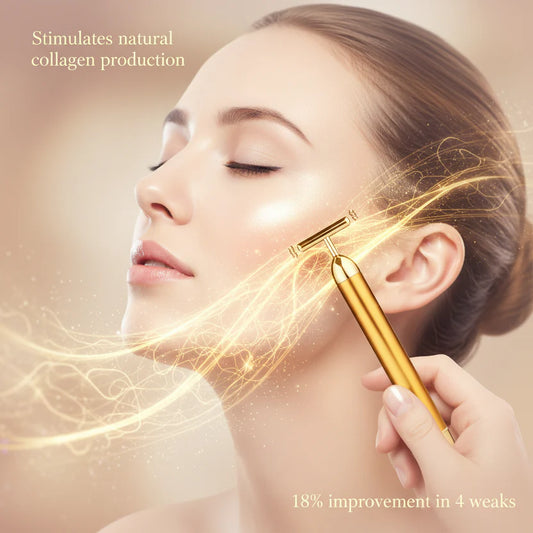24K Gold Energy Beauty Bar Electric Facial Massage Roller